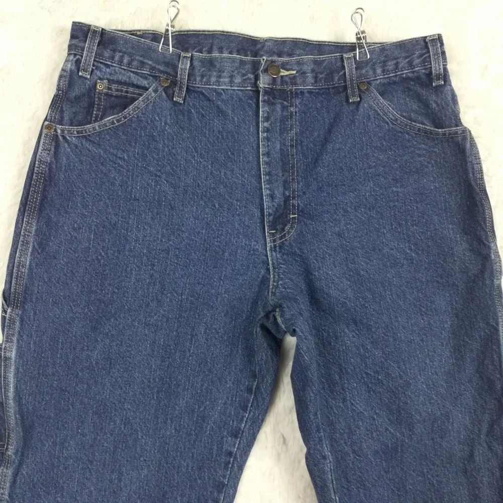 Dickies Mens Jeans Carpenter Straight Leg‎ Denim Blue Medium Indigo Wash 36x30